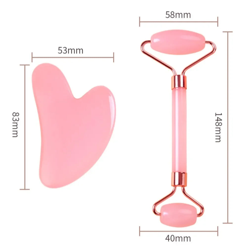 Rouleau et Gua Sha pour un massage facial, beauté musculaire et soin de la peau.