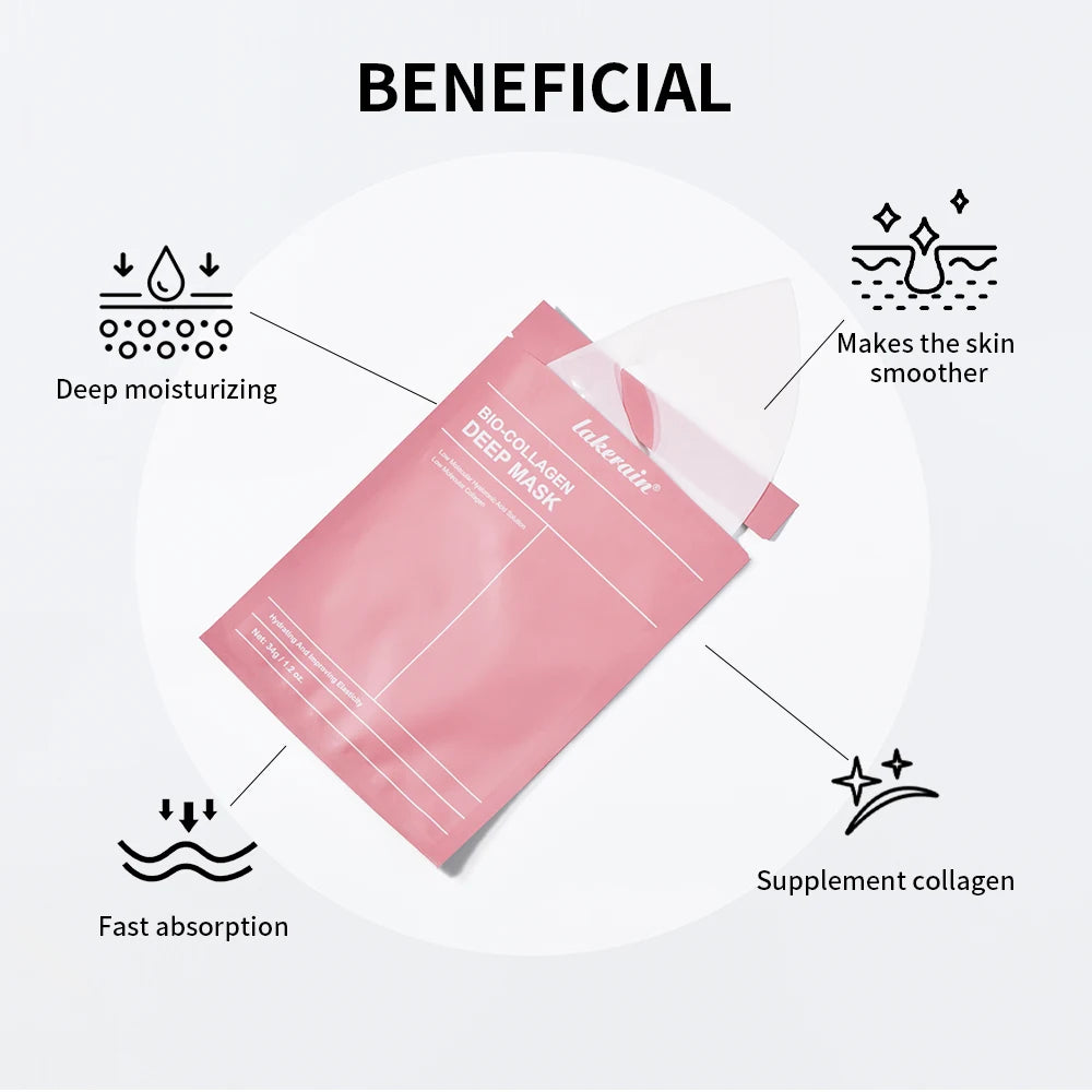 Masque bio-collagène hydratant qui améliore l'elasticité et minimise les pores