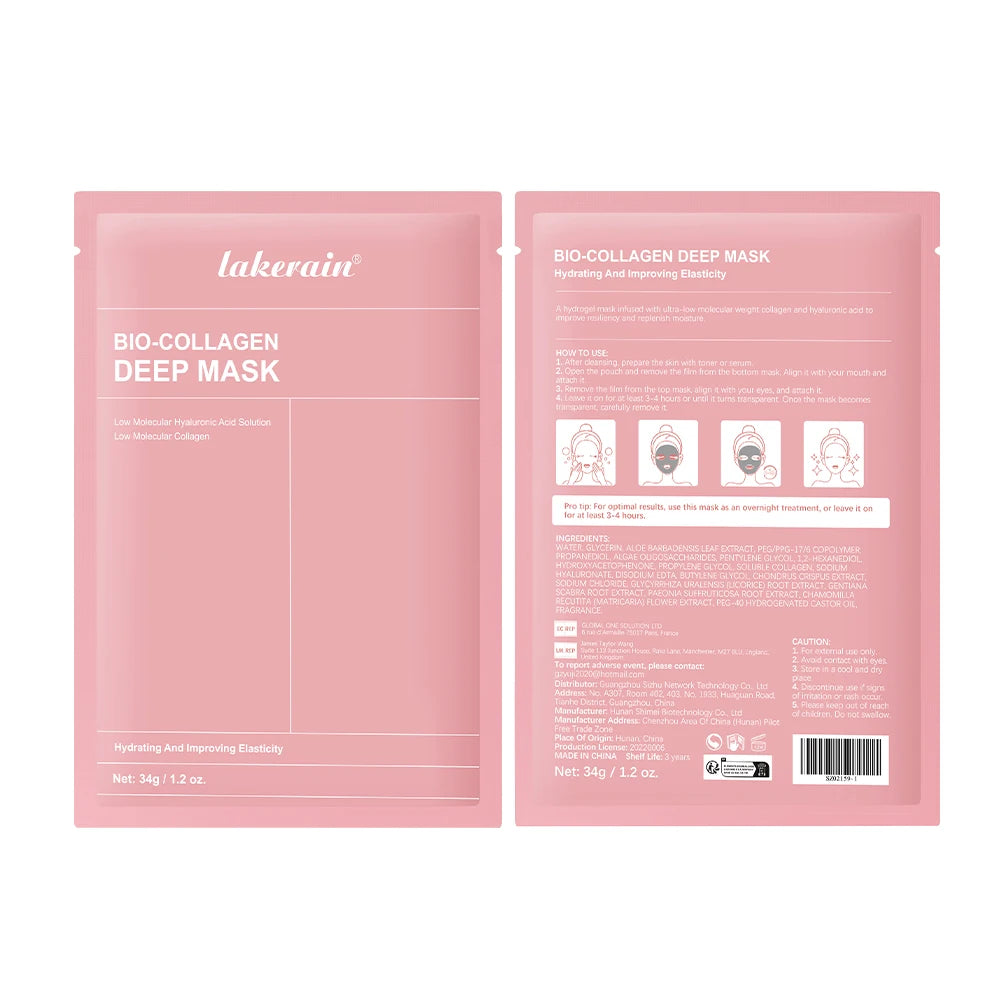 Masque bio-collagène hydratant qui améliore l'elasticité et minimise les pores
